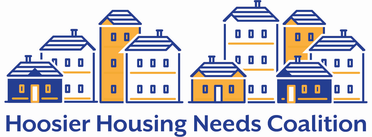 HHNC Logo houses with Hoosier Housing Needs Coalition written beneath