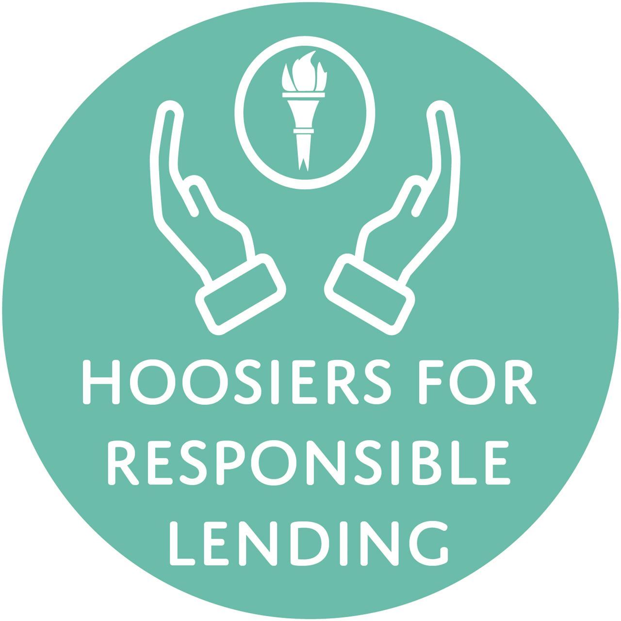 Hoosiers for Responsible Lending Logo a set of hands holding a coin
